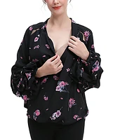 kimi + kai Maternity Popcorn Sleeve Nursing Top