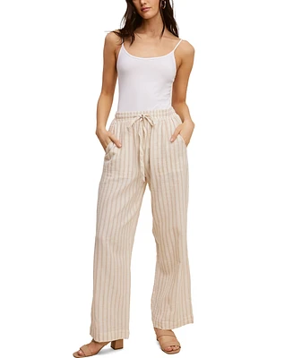 Fever Striped Cotton Gauze Drawstring Pants