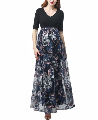 kimi + kai Maternity Annabelle Mesh Print Maxi Dress
