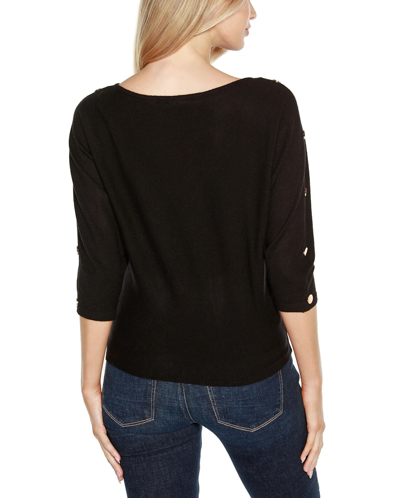 Belldini Women's Rivet-Trim Dolman-Sleeve Sweater