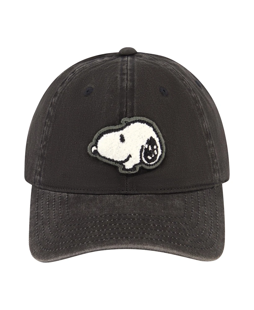 Peanuts Men's Snoopy Chenille Patch Pigment Wash Dad Cap