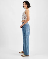 And Now This Women's Twisted-Seam Cargo Wide-Leg Jeans, Created for Macy's