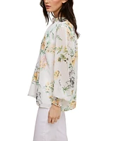 Fever Printed Yoryu Blouse With Smocked Cuff