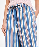 Nautica Jeans Women's Striped Elastic-Waist Wide-Leg Pants