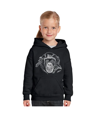 La Pop Art Girls Word Hooded Sweatshirt - Chimpanzee
