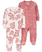 Carter's Baby Cotton 2-Way-Zip Footed Sleep and Play Coveralls, Pack of 2