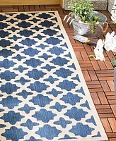 Safavieh Courtyard CY6913 Navy and Beige 2'3" x 6'7" Sisal Weave Runner Outdoor Area Rug