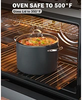 Cooks Standard Stockpot Dutch Oven Casserole with Glass Lid, 8-Quart Classic Hard Anodized Nonstick Soup Pot, Black