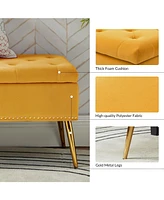 Modern Velvet Storage Ottoman Bench for Living Room Dining Room