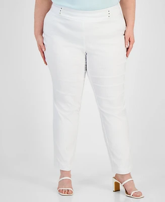 Jm Collection Plus & Petite Tummy Control Pull-On Slim-Leg Pants, Created for Macy's