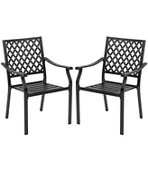 Sugift Set of 2 Patio Dining Chairs with Curved Armrests and Reinforced Steel Frame