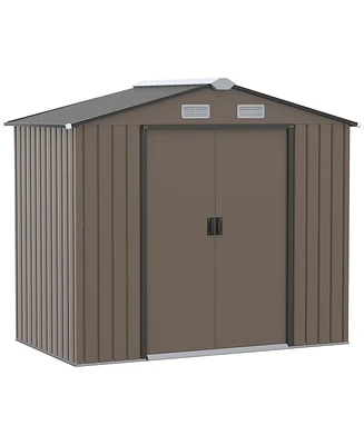 Outsunny 7' x 4' Storage Shed Garden Tool House w/ Vents Doors