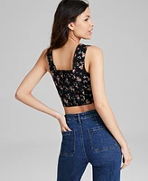 And Now This Women's Printed Woven Sleeveless Corset Top, Created for Macy's