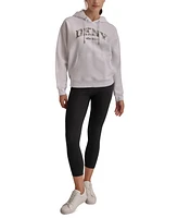 Dkny Sport Women's Varsity Camo Sparkle Logo Fleece Hooded Sweatshirt