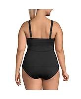 Lands' End Plus Size G-Cup V-Neck Wrap Underwire Tankini Swimsuit Top