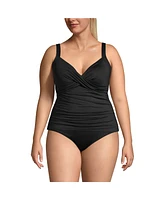 Lands' End Plus Size G-Cup Chlorine Resistant Wrap Underwire Tankini Swimsuit Top