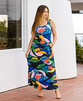 24seven Comfort Apparel Sleeveless Casual Maxi Pocket Dress
