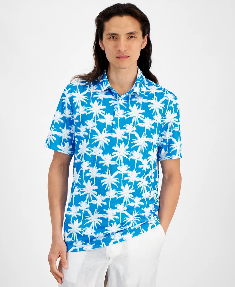 Club Room Men's Palm Breeze Regular-Fit Printed Performance Tech Polo Shirt, Created for Macy's