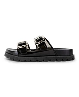 Women's Kaia Double Band Buckle Sporty Flatform Footbed Slide Sandals - Extended Sizes 10-14