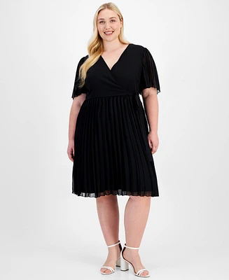 City Studios Trendy Plus Pleated Chiffon Midi Dress