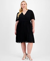 City Studios Trendy Plus Size Pleated Chiffon Midi Dress