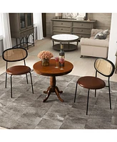 Inolait 32 Inch Wooden Round Pub Pedestal Side Table