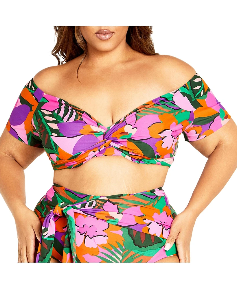 City Chic Plus Sicilia Underwire Print Bikini Top