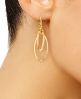 Polished Interlocking Orbital Oval Drop Hoop Earrings in 10k Gold