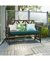 Sugift Outdoor Garden Bench with Detachable Sponge-Padded Cushion