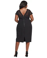 Maggy London Plus Size Illusion-Trim Sheath Dress