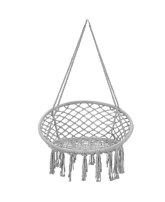 Sugift Hanging Macrame Hammock Chair with Handwoven Cotton Backrest