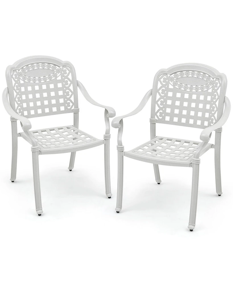 Sugift Cast Aluminum Patio Chairs Set of 2 with Armrests