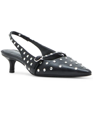 Madden Girl Krystall Rhinestone Pointed-Toe Slingback Kitten-Heel Pumps