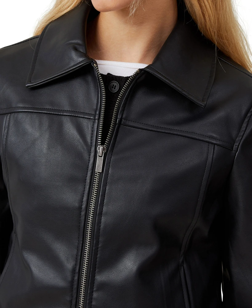 Cotton On Women's Minimalist Faux Leather Jacket
