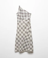 Mango Women's Checkered Asymmetrical Dress