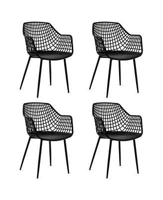 Sugift Set of 4 Heavy Duty Modern Dining Chair with Airy Hollow Backrest