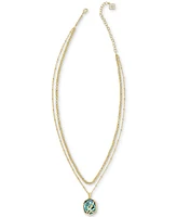 Kendra Scott 14k Gold-Plated Framed Stone Layered Pendant Necklace, 15" + 6" extender