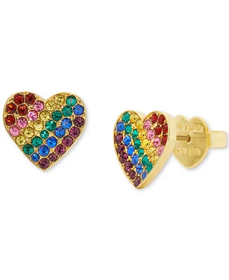 Kate Spade New York Gold-Tone Multicolor Pave Heart Stud Earrings