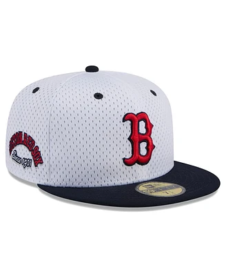 New Era Men's White Boston Red Sox Throwback Mesh 59fifty Fitted Hat