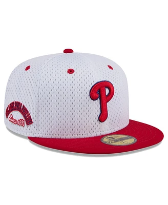 New Era Men's White Philadelphia Phillies Throwback Mesh 59fifty Fitted Hat