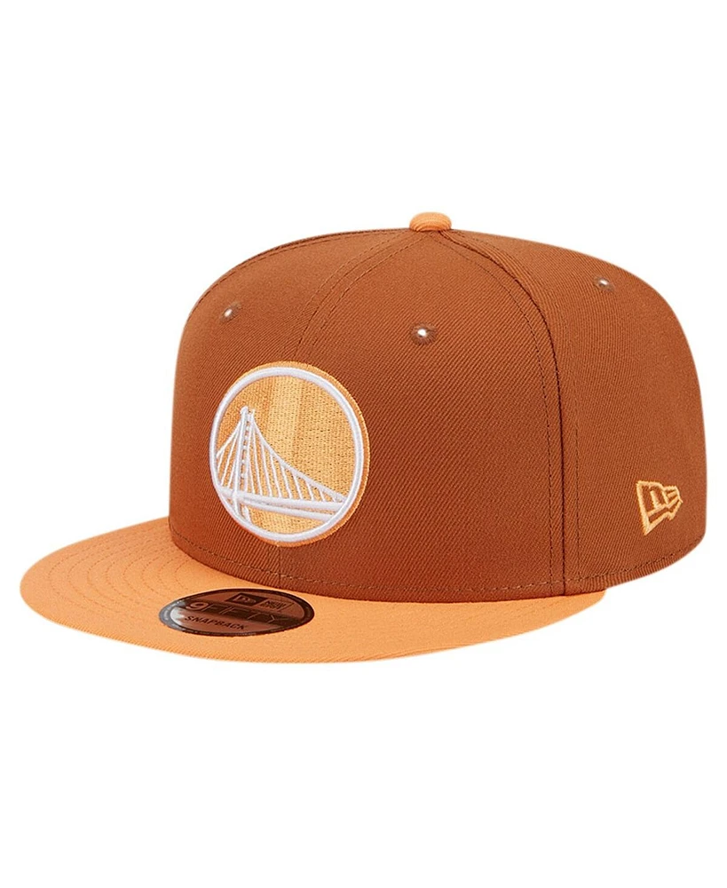 New Era Men's Brown/Orange Golden State Warriors 2-Tone Color Pack 9fifty Snapback Hat