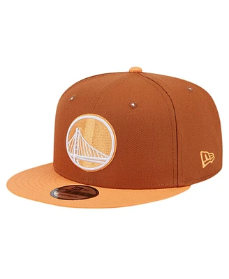 New Era Men's Brown/Orange Golden State Warriors 2-Tone Color Pack 9fifty Snapback Hat