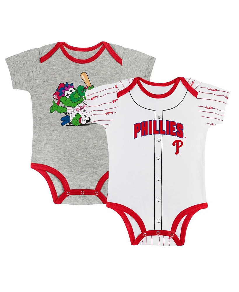 Outerstuff Newborn Infant Gray/White Philadelphia Phillies Two-Pack Play Ball Bodysuit Set