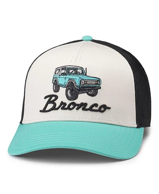 American Needle Unisex White/Teal Bronco Valin Trucker Adjustable Hat