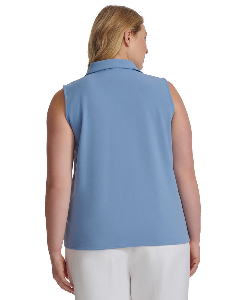 Calvin Klein Plus Collared Twist-Front Sleeveless Top