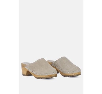 Rag & Co Cedrus Womens Fine Suede Studded Mules