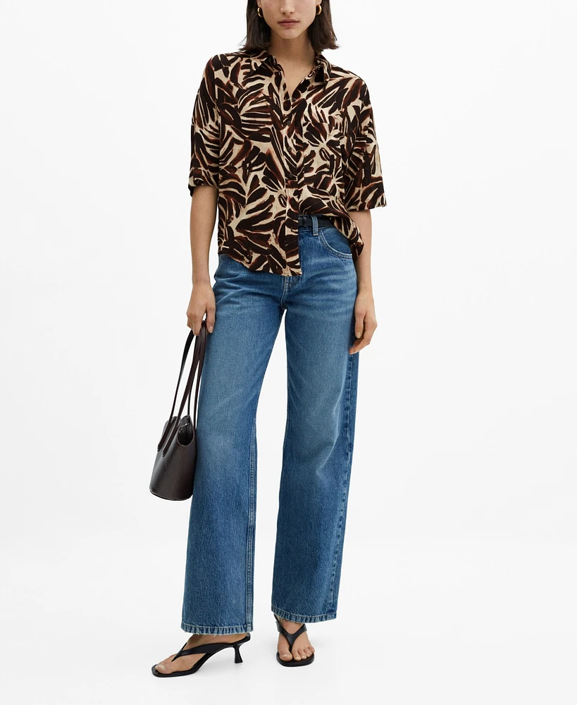 Mango Women's Printed Flowy Shirt