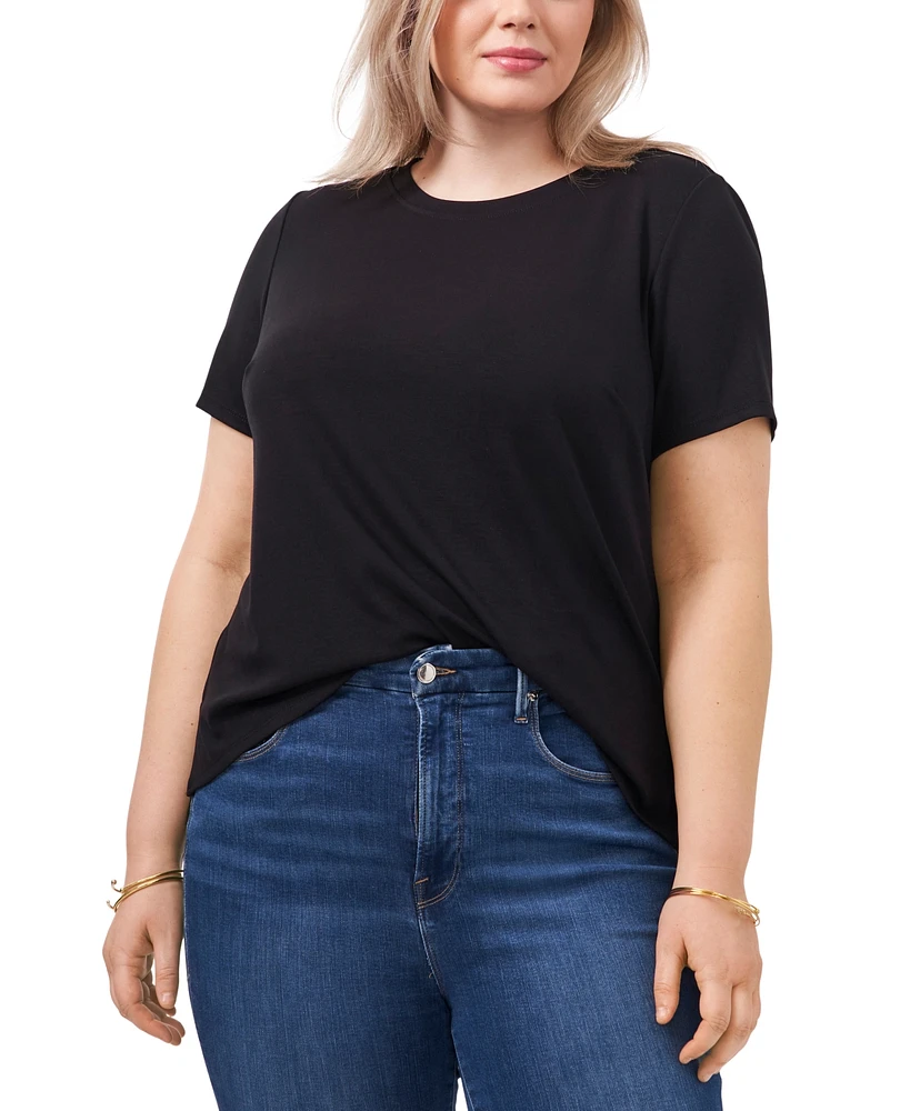 Vince Camuto Plus Size Crewneck Polished Short-Sleeve Knit Top