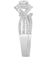 Diamond Halo Twist Bridal Set (7/8 ct. t.w.) in 14k White Gold