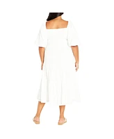 City Chic Plus Ariella Puff Sleeve Tier Dress